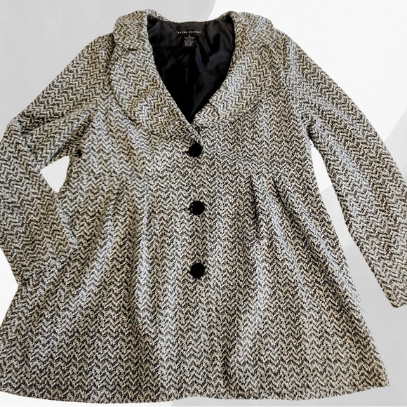 Elena Solano Tweed Button Front Belted Lined Coat - Picture 3 of 7